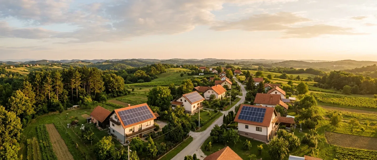 Solarni paneli na krovovima kuća u zagorskom selu, PIN 4U